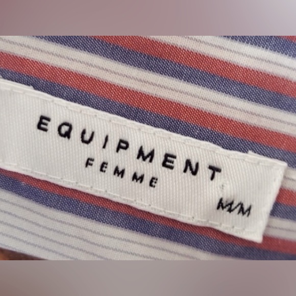Equipment Margaux Striped Button Down Shirt 100% Cotton Red Blue Sz Medium - Picture 4 of 6